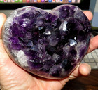 Large Amethyst Crystal Cluster Heart Geode F  Uruguay Cathedral Steel Stand Jal