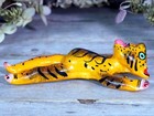 Tiger Or Leopard Dancer Clay Ornament Handmade Hand Painted Mexican Folk Art