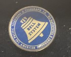 Vintage At t Bell Systems Telephone Enameled Lapel Pins Glass Wood Case Lot Of 7