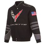 Corvette Racing Jacket Collage Embroidered Cotton Twill Men Jh Design Black New