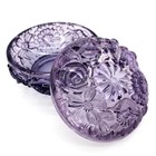 Fenton Glass 3  Round Trinket Box Vintage Purple Lidded Floral Powder Candy Jar