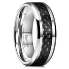 8mm Men s Tungsten Wedding Ring With Carbon Fiber Plaid Inlay   Polished Finish 