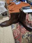 Frye Oliver Brown Leather Ankle Boots Men s 11 5m Zip Round Toe Zipper Accent