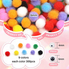 2800pcs Assorted Pom Poms 6mm Arts And Crafts Fuzzy Pom Poms Small Pompoms Balls