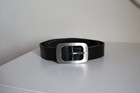 Vintage Accessories Black Leather Belt  Wide Waist Belt  Silver Buckle  Xl-xxl