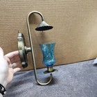 Vintage Homco Sconce With Blue Glass Candle Holder B55