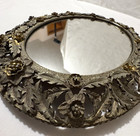 Brass Ormolu Vanity Tray Mirror Gold Roses Oval 9 25  X 7   Vintage Perfume Tray