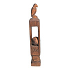 Vintage Folk Art Whimsy Hand Carved Wood Ball In Cage Bird Sculpture - Signed
