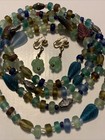 Beautiful Glass Beads  Necklace And Earrings Set Necklace Is 2 Ft Long
