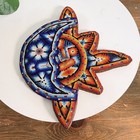 Huichol Beaded Sun And Moon Wooden Art Handmade Mexican Culture Collectible