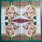 Two Single Cocktail Napkins For Decoupage Winter Christmas Floral Flowers