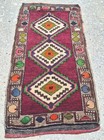 Rare 1940s Primitive Woolturkish Rug  Bohemian Small Carpet  Handwoven Nomad Rug