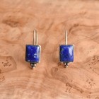925 Sterling Silver Handmade Lapis Lazuli Dangle Genuine Women Earrings