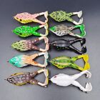 10pcs Topwater Frog Lures  Silicone Floating Bait With Double Propeller