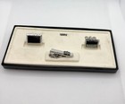 Vintage Swank Men s Rectangular Black Inlay Cufflink And Tie Bar Set