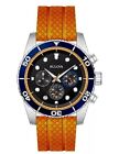 Bulova Men s Quartz Chronograph Black Dial Orange Silicone 43mm Watch 98a204