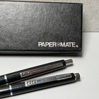 Vtg 1980s Paper Mate Double Heart Black Body Chrome  Pen   Mechanical Pencil Set