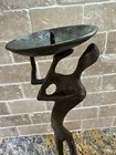 Vintage Modernist Style Brass Candle Holder Male Is Approximately 12 1 2    Mcm