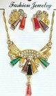 Multicolor Acrylic Rhinestones Dainty Chain Pendant Everyday Casual Necklace Set