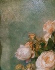Roses In Glass Vase Still Life Painting Canvas Framed Wall Art 13   x16   