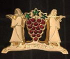 Vintage Brass Enamel Napkin Holder Jerusalem Israel- 24k Gold Plated