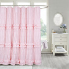Pink Ruffle Shower Curtain  Shabby Chic Vintage Bathroom Curtains 72x72   Victor