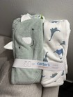 Carter s 2pc Baby Dino Hooded Bath Towel - Sage Green   Dino Print Blue