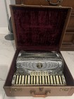 Vintage Silvio Soprani Accordion Italy Silver In Case