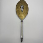 Vintage Silver Plated Hand Mirror Ornate Vanity Dresser Mirror Monogram M 12