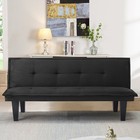 Black Futon Sofa Bed Convertible Loveseat Adjustable Backrest Easy Assemble New