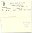 1913 Campello Mass Geo  E Keith Company Walk-over Shoes Billhead Invoice Z1153
