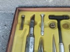 Vintage X-acto Knife Tool Set In Wood Box Display Wirh Clear Cover  13 Pieces