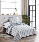 Brilliant Sunshine Teal Herringbone Patchwork  2-piece Quilt Set With 1 Sham    