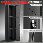 71  Lockable Heavy Duty Metal Storage Cabinet 3 Door   Tall Storage Locker Black