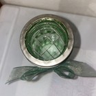 Vintage Depression Glass Green Flower Vase With Metal Wire Frog Lid Cheese Shake