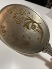 Vtg 1920s Art Nouveau Deco Hand Mirror Silver Plated Gold Floral Inlay Patina