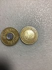 Two Nyc Tokens New York City  1 Bullseye 1 Solid   y  Subway Tokens 1985-1995