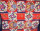 Vintage Chinese Handmade Folk Art Patchwork Red Quilt Reversible Embroidered