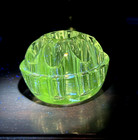 Vintage Flower 9 Hole Frog Clear Glass Holder  Has A Green Manganese Glow