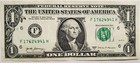 Over Inked Error Note  1 One Dollar Bill Fancy Serial Number Us Currency Us Bill
