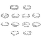 12pcs Toe Rings For Women 14k Gold silver Plated Adjustable Toe Ring Set Open He
