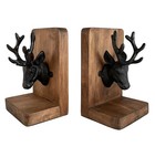 Vintage Cast Iron Deer Head   Antlers Design Decorative Elk Bookends For Shel   
