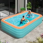 2025 3-ring Inflatable Pool - Xxl Family Size  Thickened Square For Backyard