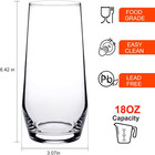 Highball Glasses Set Of 4 tall Drinking Glasses 18oz   Clear Cocktail Glass Cup 