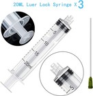 3 Pack 20ml Industrial Plastic Syringes With Blunt Luer Lock Needle 4 Inch    