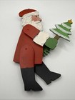 Set Of 2  Nancy Thomas Wood Jointed Santa 2013 7  Ornaments Signed Painted