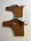 Antique Football 1900   s Reeded Leather Ankle Braces X   ac Superior  Pair  Ab9s