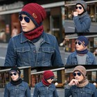 Winter Warm Knit Hat Scarf Set Men Women Kids Ear Head Neck Cover Ski Beanie Cap