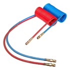 15ft Blue red Air Brake Coiled Hose Kit Semi Truck Tractor Trailer Air Line Coil