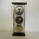 Vintage Linden Brass Weather Station Barometer  Thermometer  And Clock